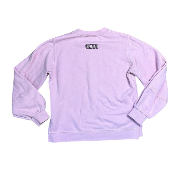 Ganni Software Puff Sleeve Sweet Lilac Rose Pink Sweatshirt Medium - Picture 5 of 10